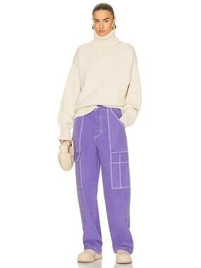 Helsa Wide Cargo Workwear Pants Lavender Purple Contrast‎ Stitch Size Large